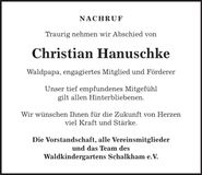 Traueranzeige Christian Hanuschke