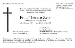 Traueranzeige Therese Zenz