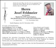 Traueranzeige Josef Feldmeier