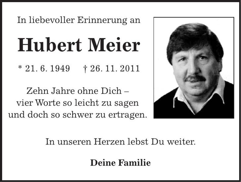 Traueranzeige Hubert Meier