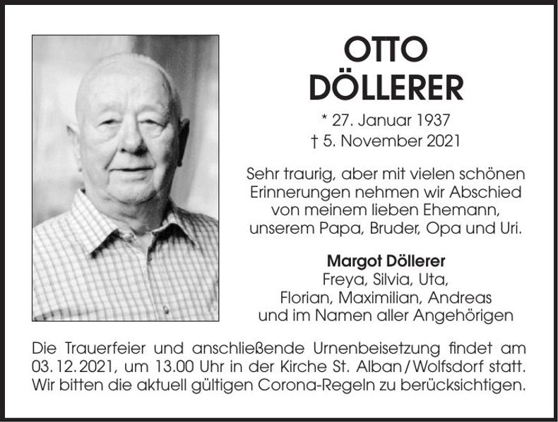 Traueranzeige Otto Döllerer