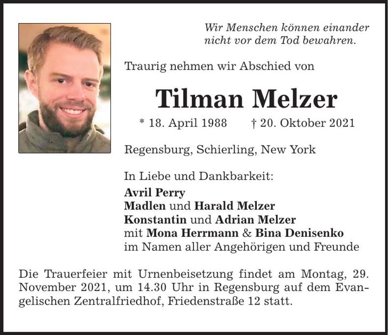 Traueranzeige Tilman Melzer
