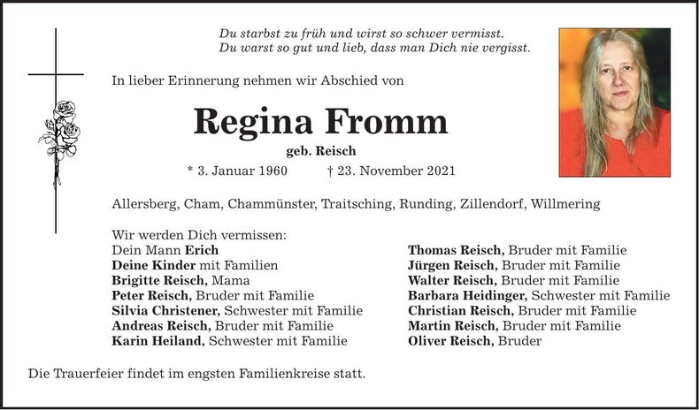 Traueranzeige Regina Fromm