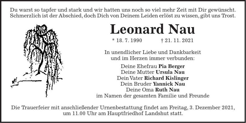 Traueranzeige Leonard Nau