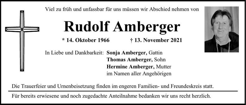 Traueranzeige Rudolf Amberger