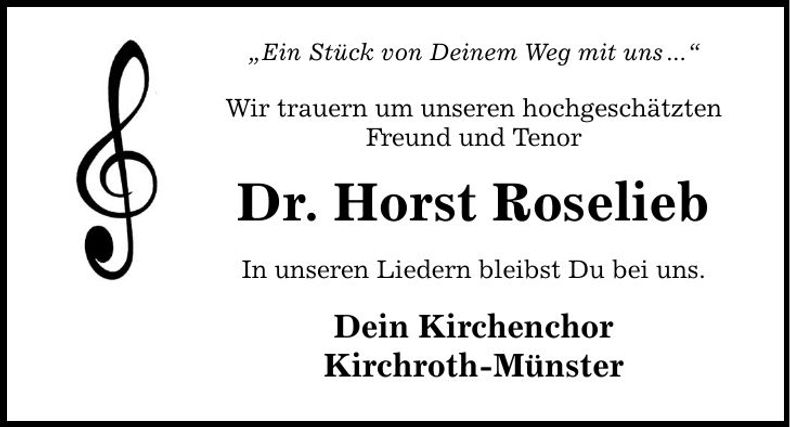 Traueranzeige Dr. Horst Roselieb