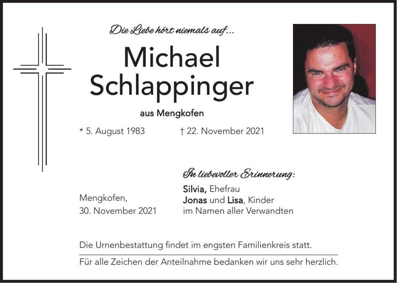 Traueranzeige Michael Schlappinger