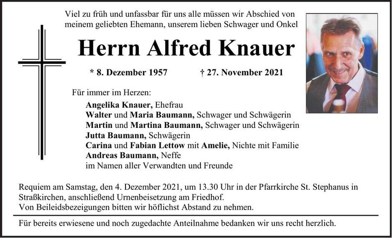 Traueranzeige Alfred Knauer