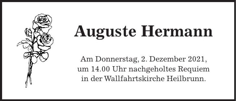 Traueranzeige Auguste Hermann