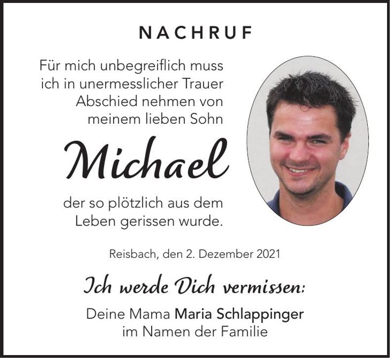 Traueranzeige Michael Schlappinger
