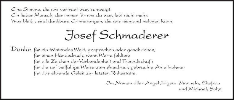 Traueranzeige Josef Schmaderer