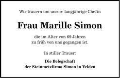 Traueranzeige Marille Simon