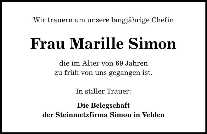 Traueranzeige Marille Simon