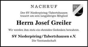 Traueranzeige Josef Greiler