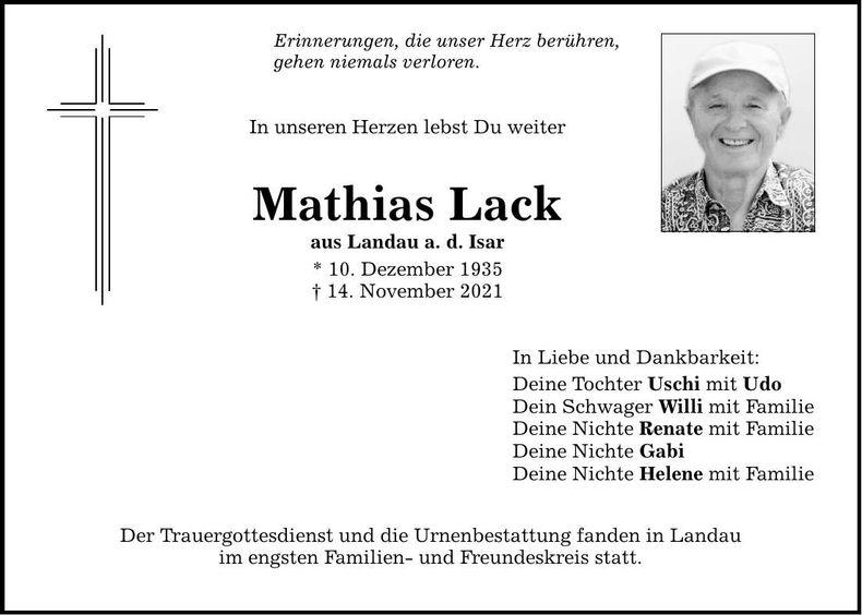 Traueranzeige Mathias Lack