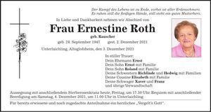 Traueranzeige Ernestine Roth