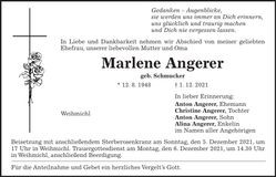 Traueranzeige Marlene Angerer