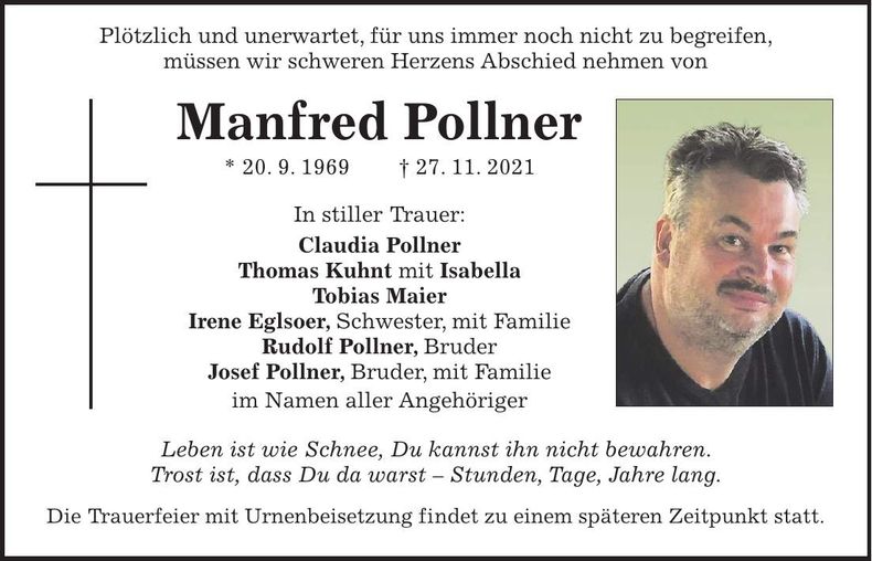 Traueranzeige Manfred Pollner