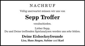Traueranzeige Josef Troffer