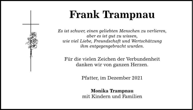 Traueranzeige Frank Trampnau