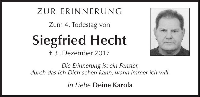 Traueranzeige Siegfried Hecht