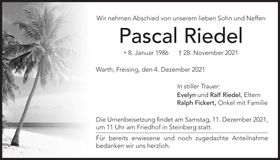 Traueranzeige Pascal Riedel