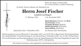 Traueranzeige Josef Fischer
