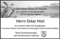Traueranzeige Oskar Hösl
