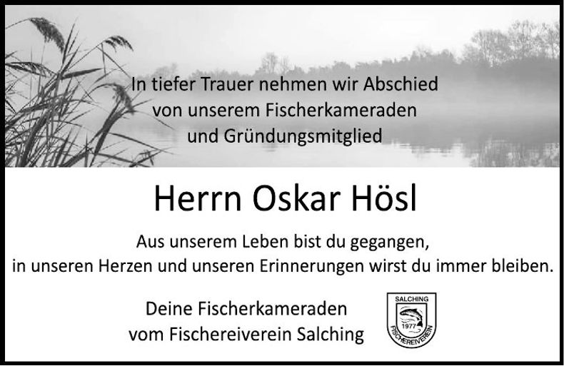 Traueranzeige Oskar Hösl