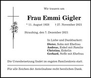 Traueranzeige Emmi Gigler
