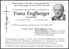 Traueranzeige Franz Englberger