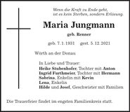Traueranzeige Maria Jungmann