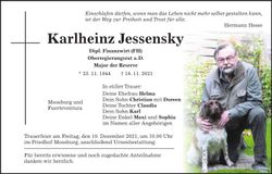 Traueranzeige Karlheinz Jessensky