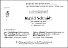 Traueranzeige Ingrid Schmidt