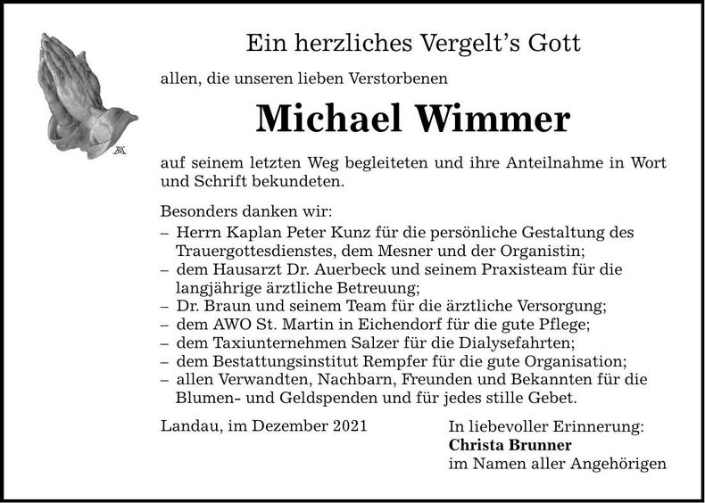 Traueranzeige Michael Wimmer