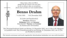 Traueranzeige Benno Drahm