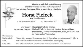 Traueranzeige Horst Fiefeck