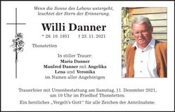 Traueranzeige Willi Danner