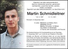 Traueranzeige Martin Schmidleitner