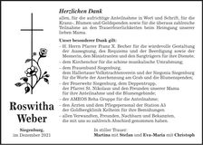 Traueranzeige Roswitha Weber
