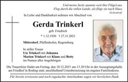 Traueranzeige Gerda Trinkerl