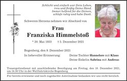 Traueranzeige Franziska Himmelstoß