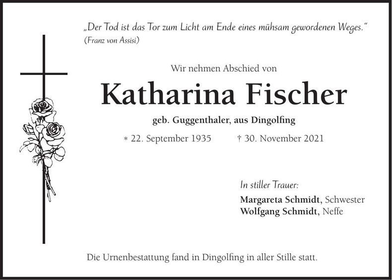 Traueranzeige Katharina Fischer