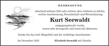 Traueranzeige Kurt Seewaldt