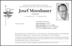 Traueranzeige Josef Moosbauer