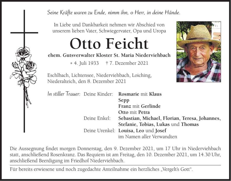 Traueranzeige Otto Feicht