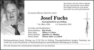 Traueranzeige Josef Fuchs