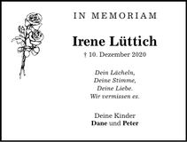 Traueranzeige Irene Lüttich