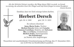 Traueranzeige Herbert Dersch
