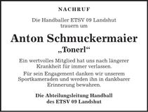 Traueranzeige Anton Schmuckermaier